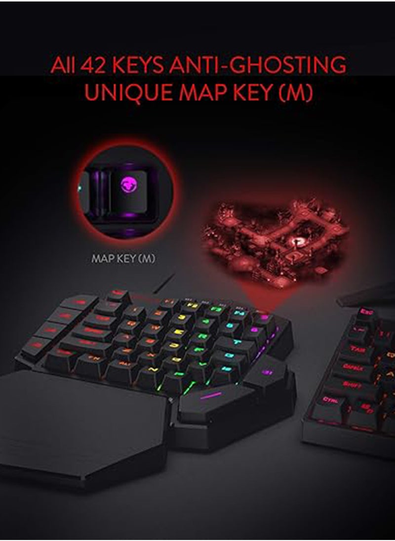 REDRAGON - K585 DITI One-Handed RGB Mechanical Gaming Keyboard, Type-C Wired Professional Gaming Keypad with 7 Onboard Macro Keys, Detachable Wrist Rest, Linear Red Switch, 42 Keys - Image 1
