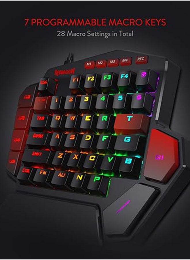 REDRAGON - K585 DITI One-Handed RGB Mechanical Gaming Keyboard, Type-C Wired Professional Gaming Keypad with 7 Onboard Macro Keys, Detachable Wrist Rest, Linear Red Switch, 42 Keys - Image 1