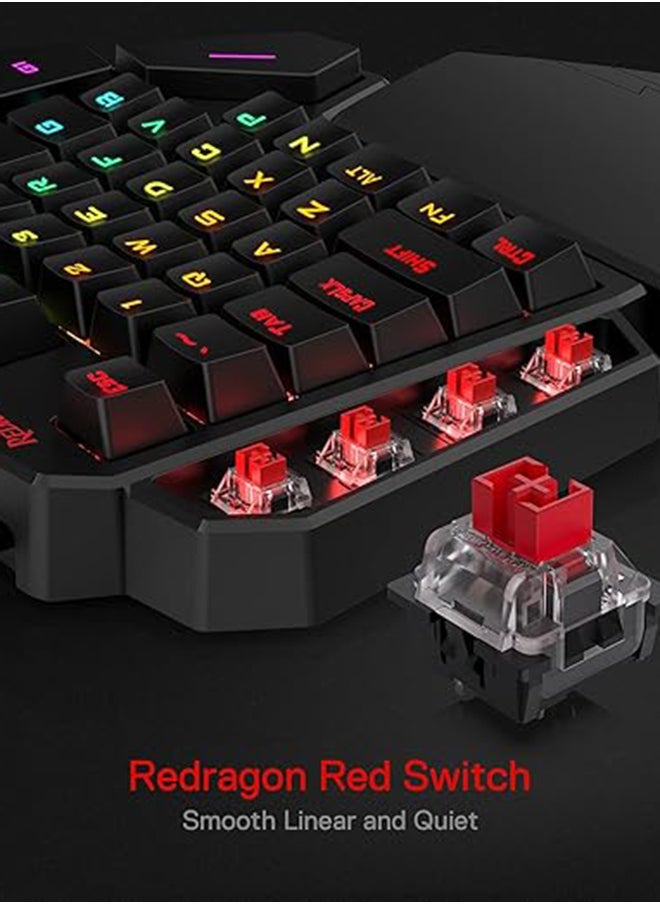 REDRAGON - K585 DITI One-Handed RGB Mechanical Gaming Keyboard, Type-C Wired Professional Gaming Keypad with 7 Onboard Macro Keys, Detachable Wrist Rest, Linear Red Switch, 42 Keys - Image 1