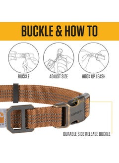 carhartt Carhartt Fully Adjustable Nylon Webbing Collars for Dogs, Reflective Stitching for Visibility, Black (Nylon Webbing), Medium  - Image 3