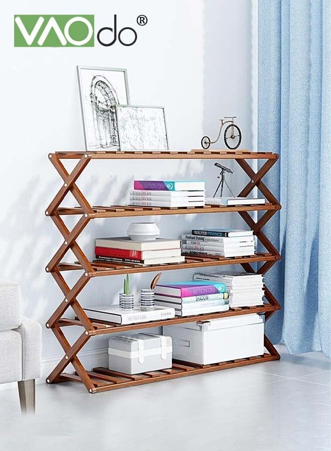 فاو دو رف أحذية 3 طبقات رف منظم أحذية من الخيزران قابل للطي متعدد الطبقات تخزين متعدد الوظائف رف أحذية قائم بذاته رف تخزين غرفة المعيشة فائق التحمل وتركيب بسيط - Image 3