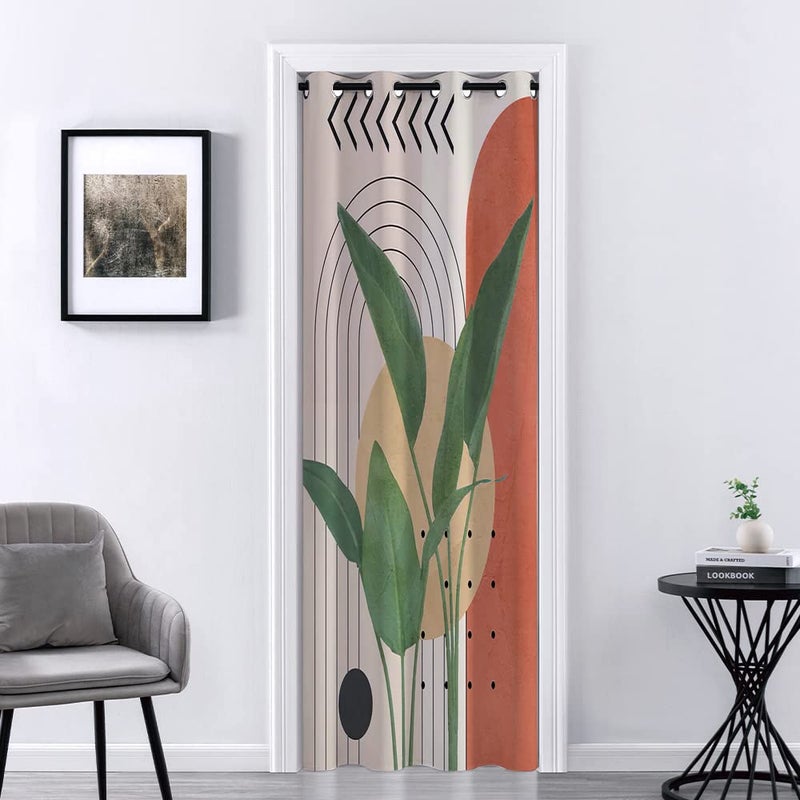 Mightree Doorway Curtain for Doorway Thermal Insulated Door Divider Sliding Closet Door Curtains for Open Closet Grommet Divider Curtain for Bedroom Green Leaves 39 W x 70 L 1 Panel