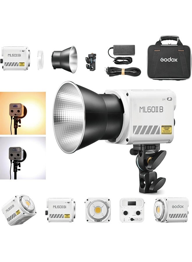 Godox Godox ML60IIBi 70W LED Video Light, 2800-5600K Bi-Color LED Monolight, CRI/TLCI 97+ App Control 13000Lux Portable Continous Output Lighting for Studio Live Streaming Video Recording  - Image 1