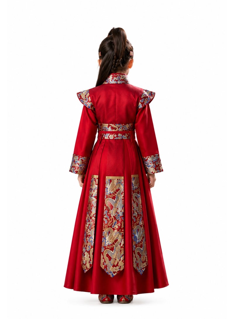 Traditional Chinese Costume for Girls – Red Cultural Festival Dress – Chinese Heritage Outfit for School Events & International Days – Ages 8–9 Years - Image 1