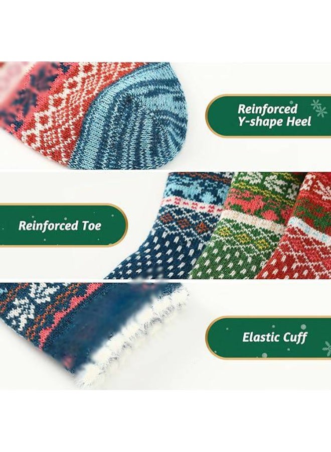 HZYH Women's Wool Socks, 5 Pairs Winter Warm Wool Socks, Multi, One Size, Crew Socks, Unisex-Adults, Female, Socks - Image 3