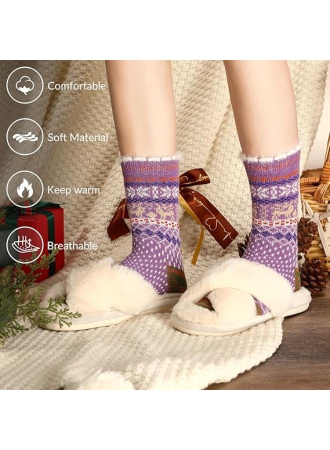 HZYH Women's Wool Socks, 5 Pairs Winter Warm Wool Socks, Multi, One Size, Crew Socks, Unisex-Adults, Female, Socks - Image 2