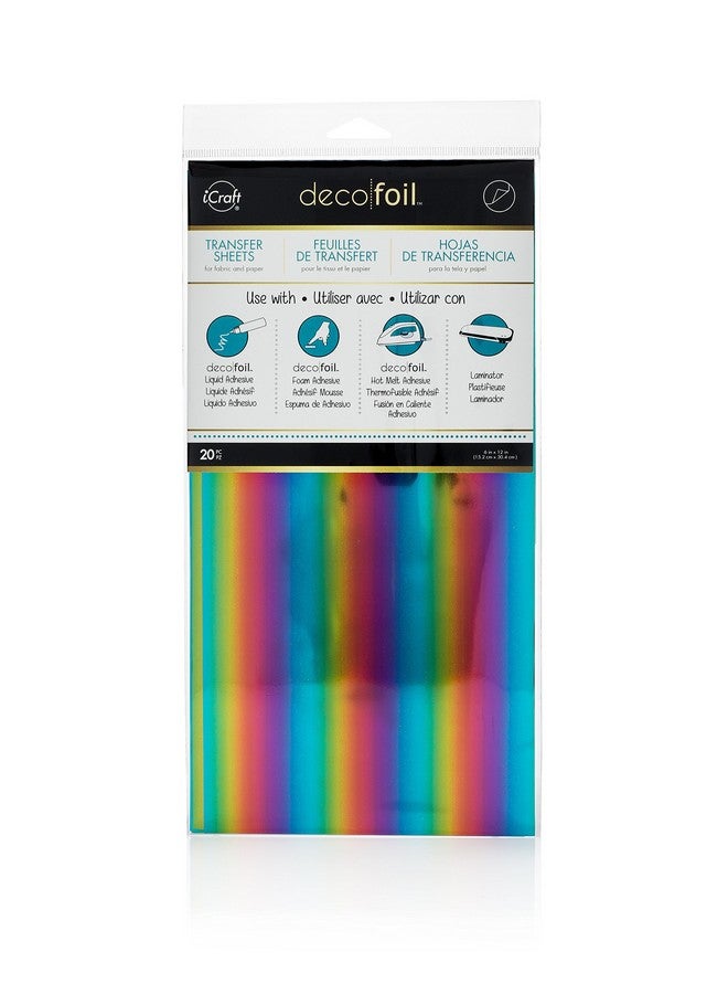 Deco Foil Toner Transfer Sheets 20 Pk Rainbow (6 In X 12 In Sheets) Use With Laser Toner Designs For Cardmaking And Deco Foil Adhesives Only