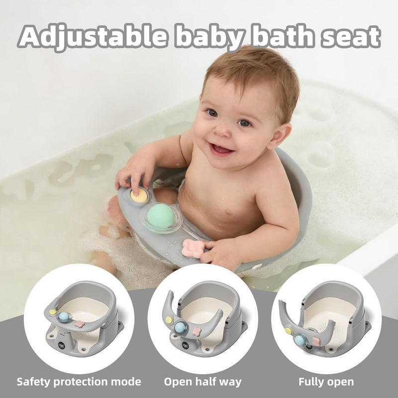 Himold Baby Bath Seat with Thermometer - Non-Slip Toddler Bath Chair for Infants 6 Months & Up, Gray - Image 4