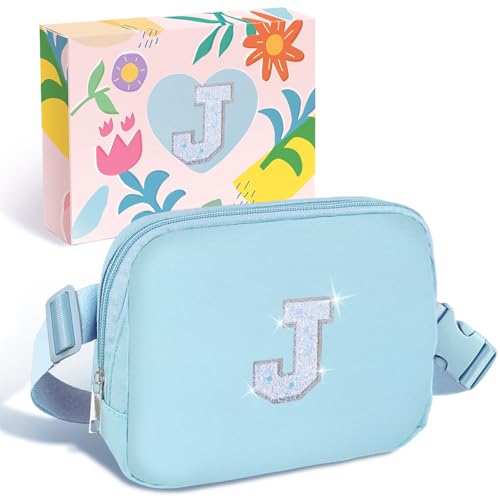 COSHAYSOO Initial Letter Fanny Pack for Girls Personalized Christmas Birthday Gifts for 6 7 8 9 10 11 12 Year Old Teen Girl, Girly Fashion Crossbody Purse Belt Bag Preteen Tween Trendy Stuff Blue J - Image 1