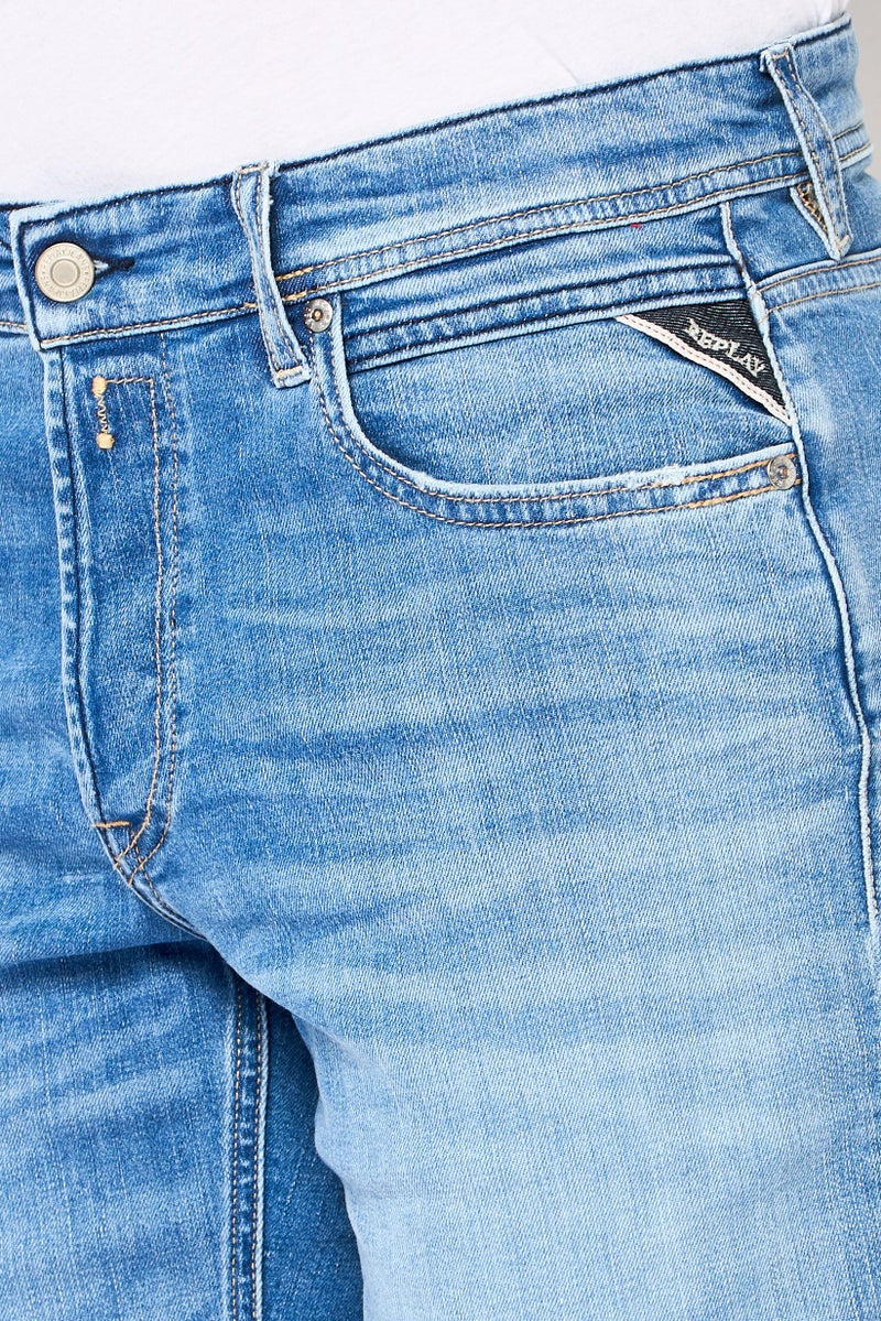 Replay Men Washed Stretchable Denim Shorts, Blue - Image 4
