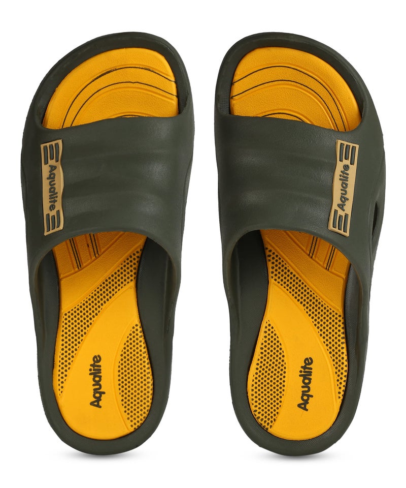 Aqualite Men's Slides Slippers | Comfortable Slip-On Flipflop Flat Base, Anti-Skid Sole | Lightweight Casual Home & Outdoor Sandal for Men - Image 1
