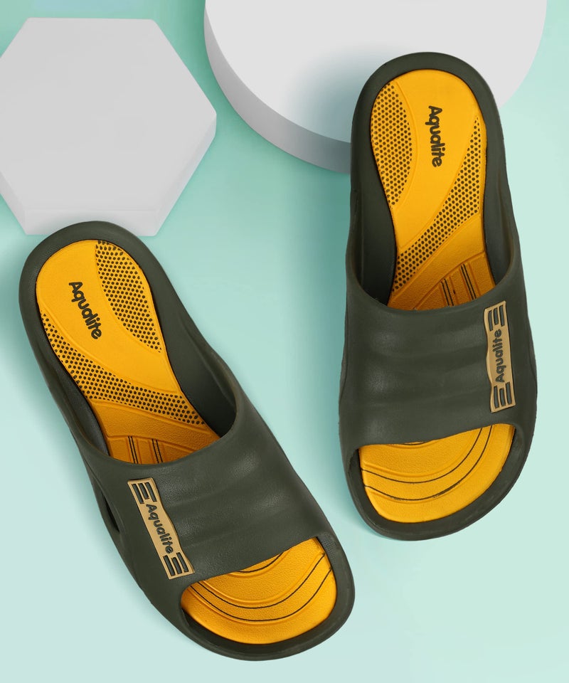 Aqualite Men's Slides Slippers | Comfortable Slip-On Flipflop Flat Base, Anti-Skid Sole | Lightweight Casual Home & Outdoor Sandal for Men - Image 2