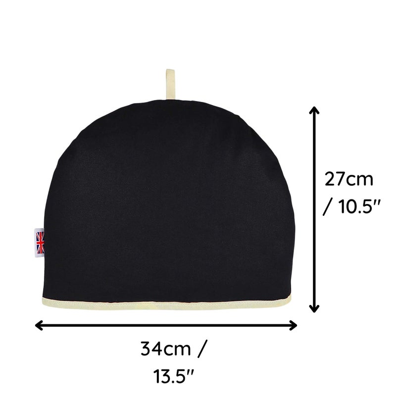 Muldale Large Tea Cozy for Teapot Insulated - Black - Thermal 100% Cotton Extra Thick Wadding - Designed in England - Tea Cozies Covers Fit 1 to 6 Cup Neutral Kitchen Textiles Range - Image 5