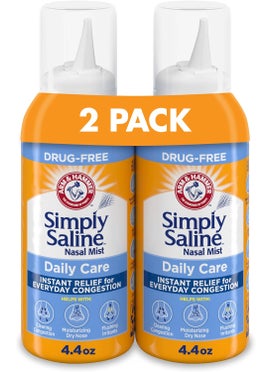 Arm & Hammer Arm & Hammer Simply Saline Daily Care Nasal Mist 4.4oz, Saline Nasal Spray, Drug-Free, 2-Pack 