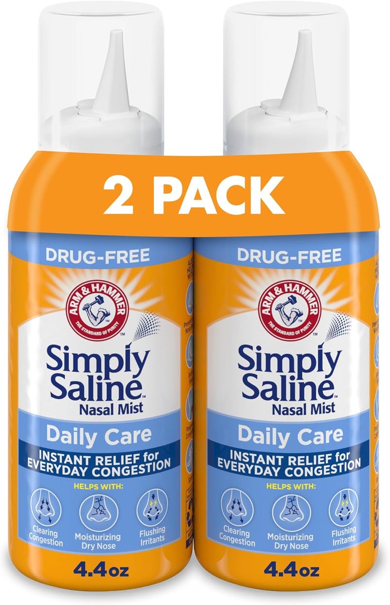 Arm & Hammer Arm & Hammer Simply Saline Daily Care Nasal Mist 4.4oz, Saline Nasal Spray, Drug-Free, 2-Pack 