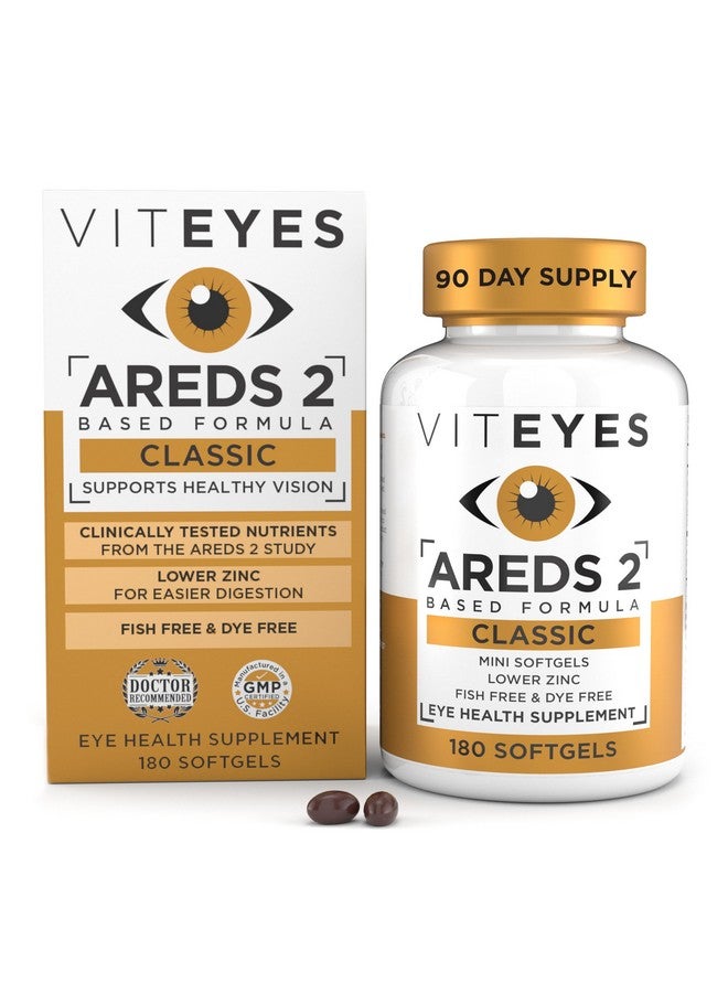 Viteyes AREDS 2 Classic Macular Health Formula Softgels, Eye Health Vitamin to Support Macular Health, Lower Zinc, Eye Vitamins, Macular Vitamins, Beta-Carotene Free, 180 Softgels - Image 1