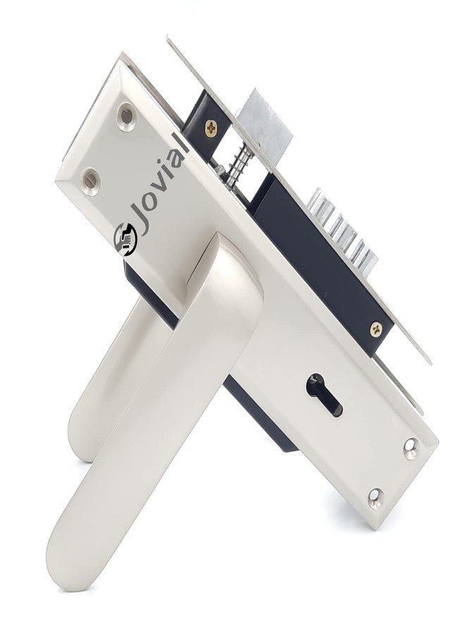 Jovial 8" Plate Mortise Door Lock Handle Set/Mortise Lock with Brass Lock Body and 3 Pcs Keys/Zinc Alloy Weather Proof (Silver Satin Finish, KY-56) - Image 4