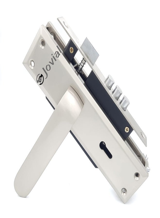 Jovial 8" Plate Mortise Door Lock Handle Set/Mortise Lock with Brass Lock Body and 3 Pcs Keys/Zinc Alloy Weather Proof (Silver Satin Finish, KY-56) - Image 3
