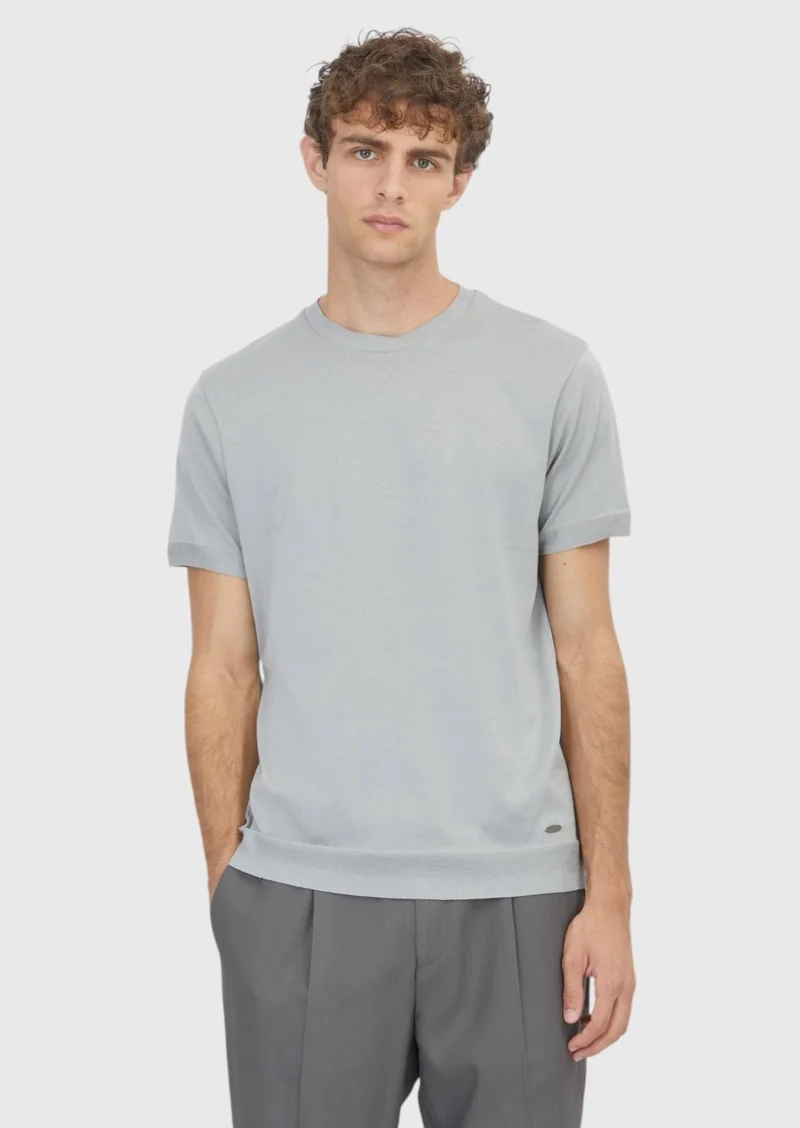 RAMSEY Light Grey Plain 100% Cotton T-Shirt