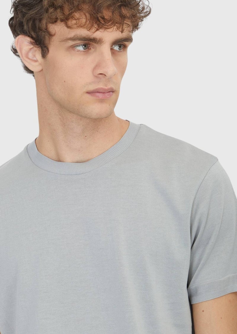 RAMSEY Light Grey Plain 100% Cotton T-Shirt - Image 4