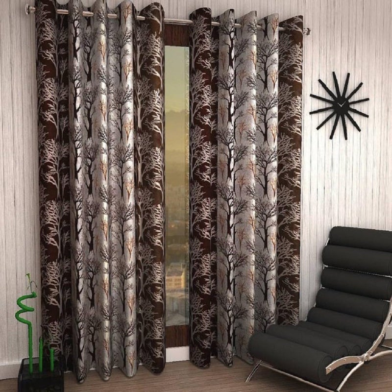 Immix 2 Piece Garden Panel Eyelet Polyester Window Curtains 6 Feet Pack of 2 Room Darkening Washable_CurtnTreexP2  - Image 1