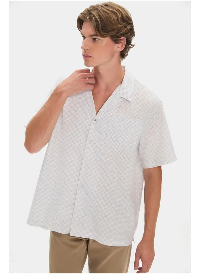 جون June Exclusive Men Short Sleeve Patterned Shirt White