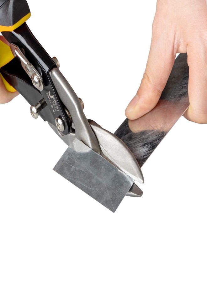 جي تيك مقصات طيران جيتيك بقص مستقيم وإزاحة 10 بوصات (عبوة من 6 قطع)، مقصات قص قصدير مركبة الحركة مع شفرات من الكروم والموليبدينوم المطروق والمُعالَجة حرارياً، مقبض ناعم مريح من مادة TPR، مزلاج أمان للصفائح المعدنية - Image 5