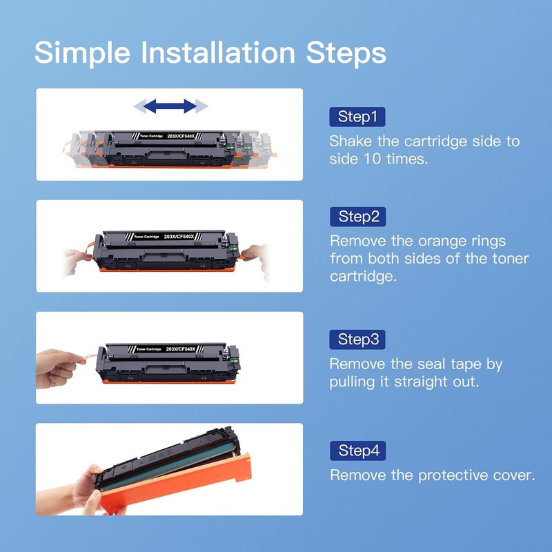 GPC Image 203X Compatible with HP 203X 203A Toner Set for HP Color LaserJet Pro MFP M281fdw Toner M254dw M254nw M281fdn M280nw M281cdw M254dn CF540X CF540A (Black Cyan Yellow Magenta, Pack of 4) - Image 4