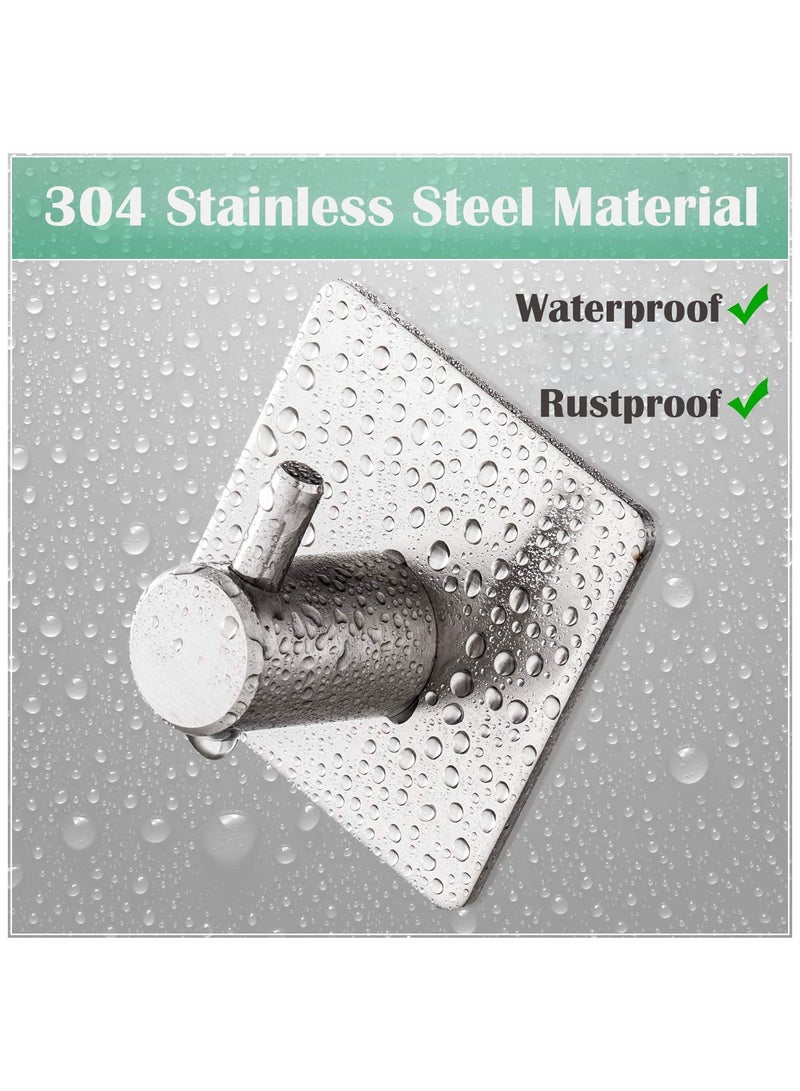 Eowhitu Eowhitu Utility Hooks Self Adhesive Stainless Steel, Wall Hooks Rack for Hanging Heavy Duty, Robe and Towel Hook Command Rustproof 4 Packs Silver  - Image 2