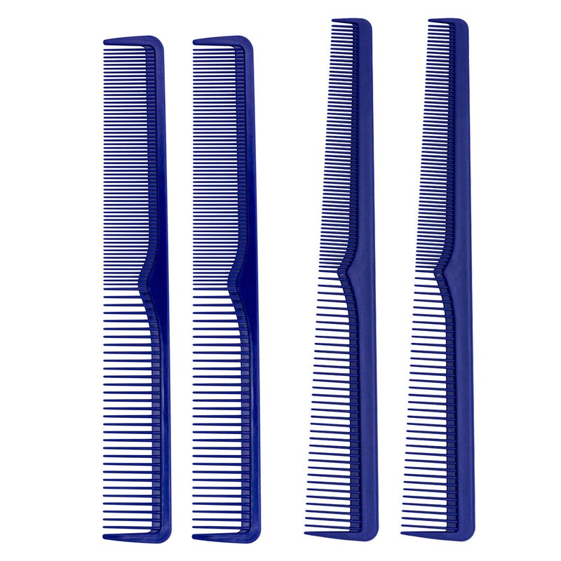 JOHNNY B. Professional 4 Pack Carbon Cutting & Styling Combs for Barbers, At-Home Use, Blue - Image 2
