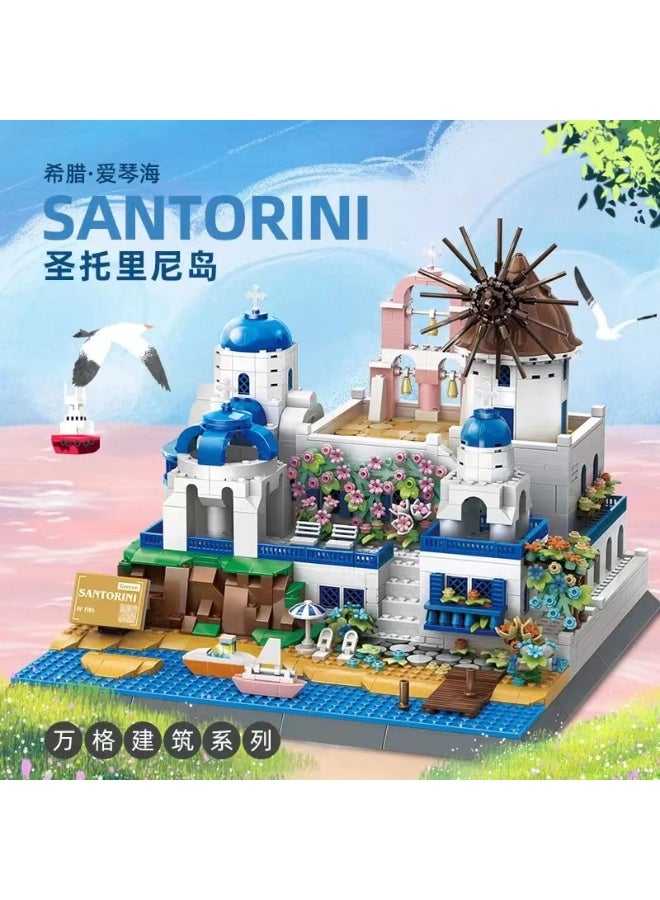 wange Santorini Fira Greece Building Blocks Set 6280 (Age 6+,1372 Pieces) - Image 4