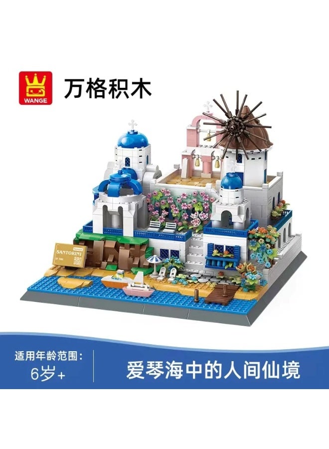wange Santorini Fira Greece Building Blocks Set 6280 (Age 6+,1372 Pieces) - Image 3
