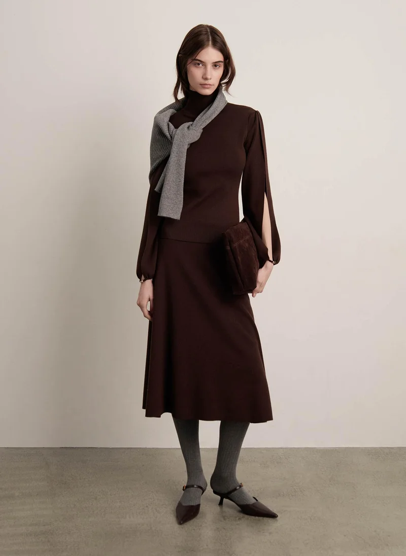 Lichi  Smooth knitted jumper with slits on the sleeves for Women | Best Price UAE