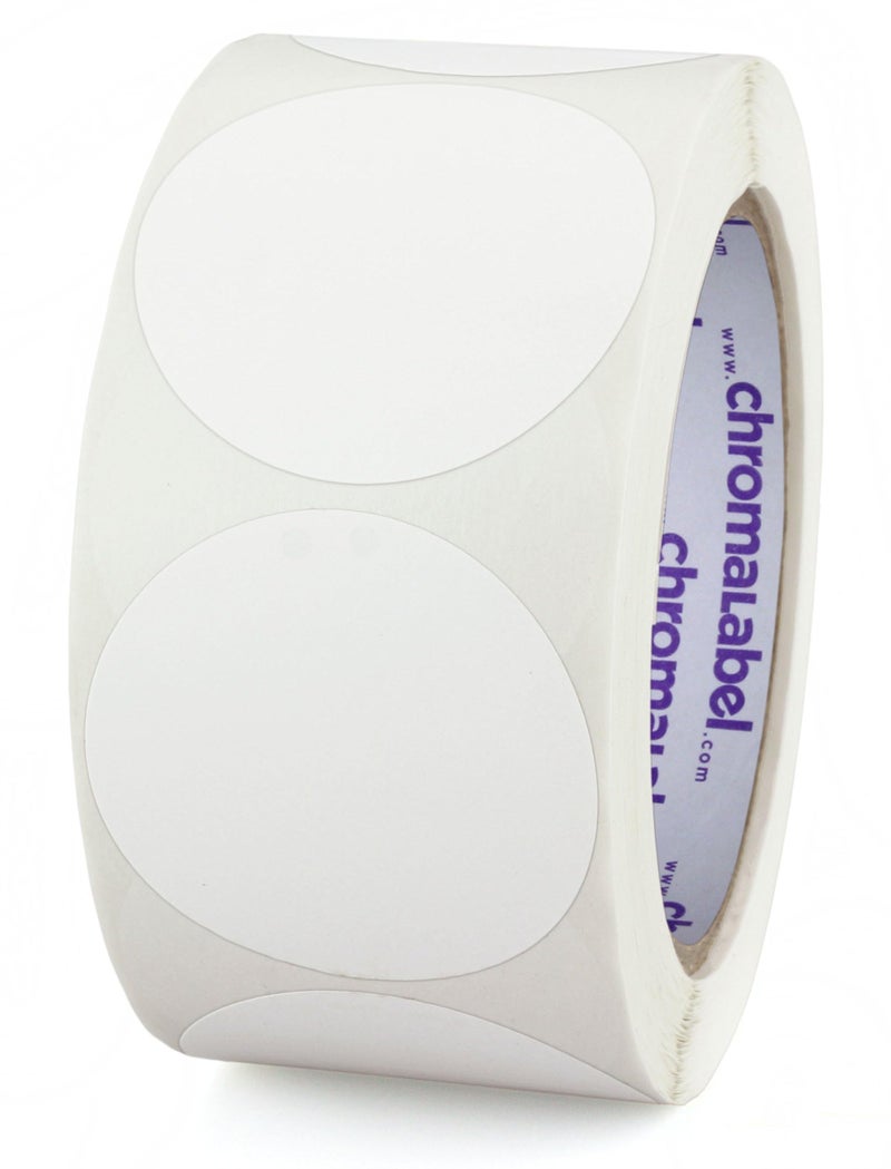 ChromaLabel 2 Inch Circle Sticker Labels, Easy to Write On Round Colored Stickers, Permanent Adhesive Labels - 500 Sticky Dots per Roll, White Stickers - Image 1