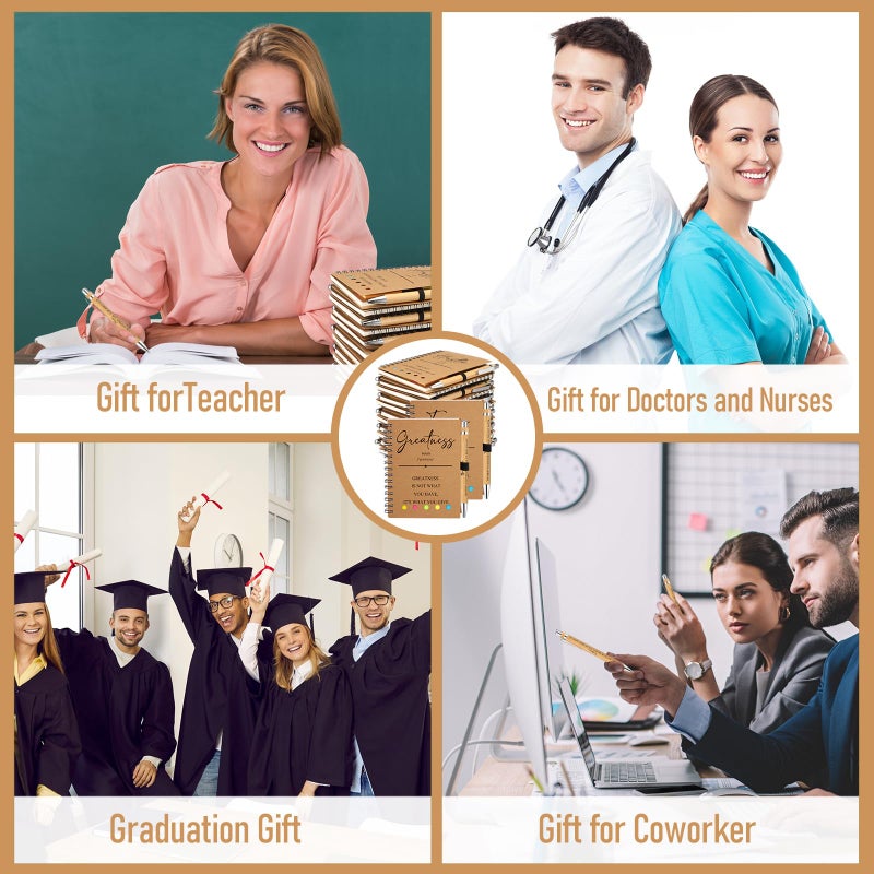 TecUnite 80 Pcs Motivational Spiral Notebooks with Sticky Notes Pen Inspirational Journals Bulk Employee Appreciation Gift for Team Coworker Staff Bulk Gift for Teacher School Nurse (Brown) - Image 5