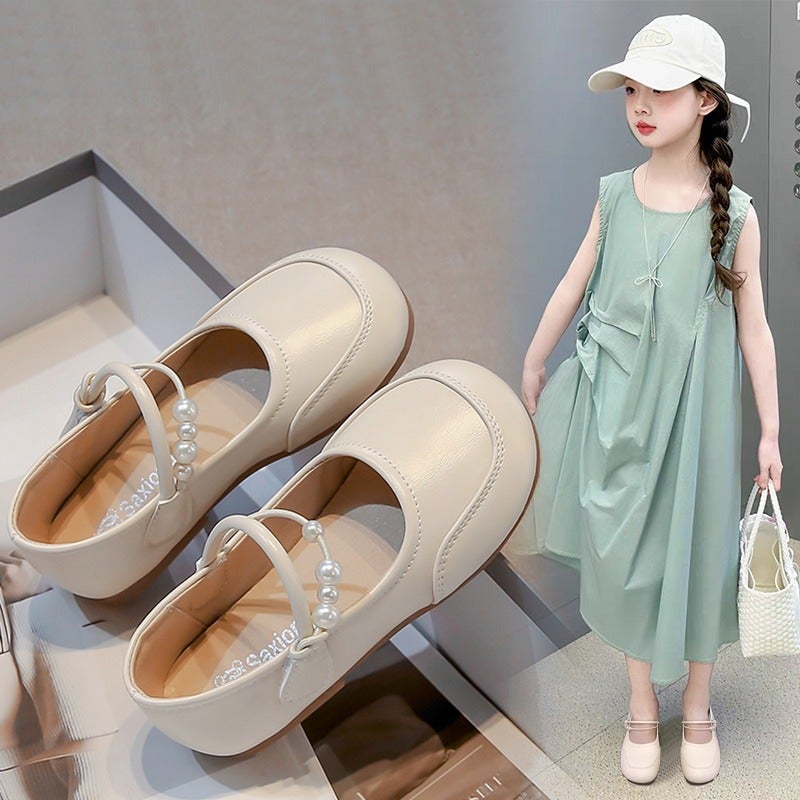 Girls'' Leather Shoes 2025 Spring New Style Children''s Princess Shoes Soft Sole Girls'' Silver Single Shoes Baby Girl Shoes Spring and Summer - Image 1
