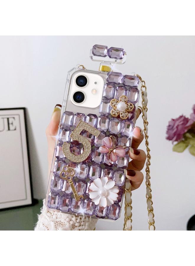 Zaboon Case For iPhone 12 mini Crossbody Perfume Bottle Handmade Inlaid Diamond PC Phone Case - Image 1