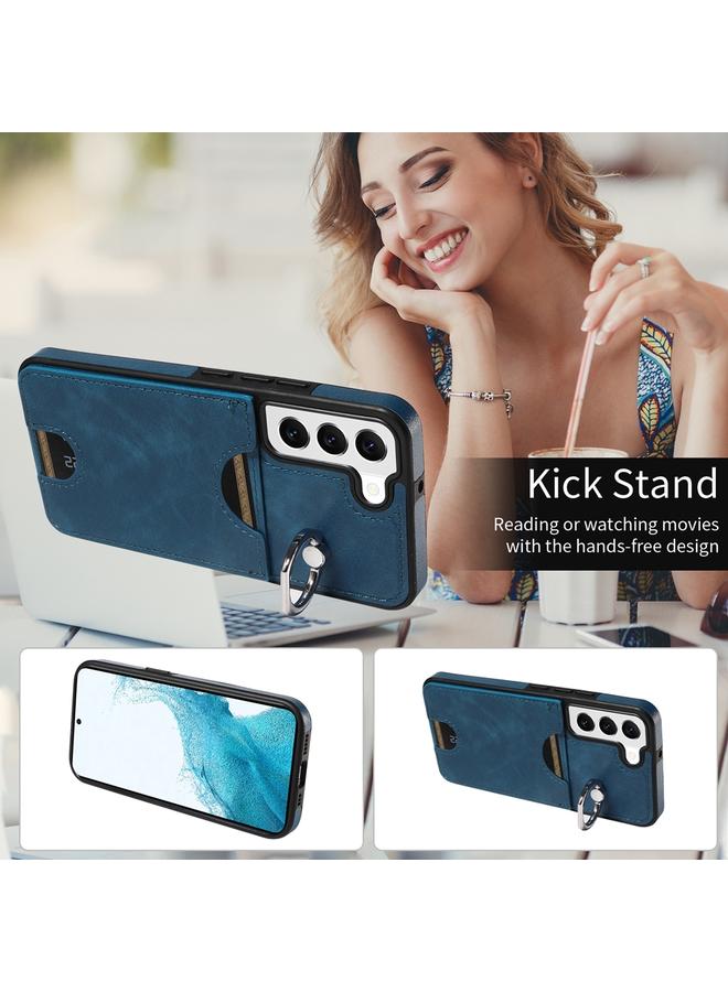 اس-توب جراب لهاتف Samsung Galaxy S22 5G من جلد العجل مع حامل حلقي وفتحة للبطاقات - Image 4