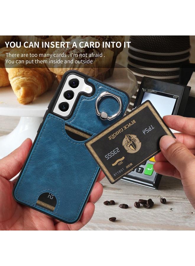 اس-توب جراب لهاتف Samsung Galaxy S22 5G من جلد العجل مع حامل حلقي وفتحة للبطاقات - Image 5