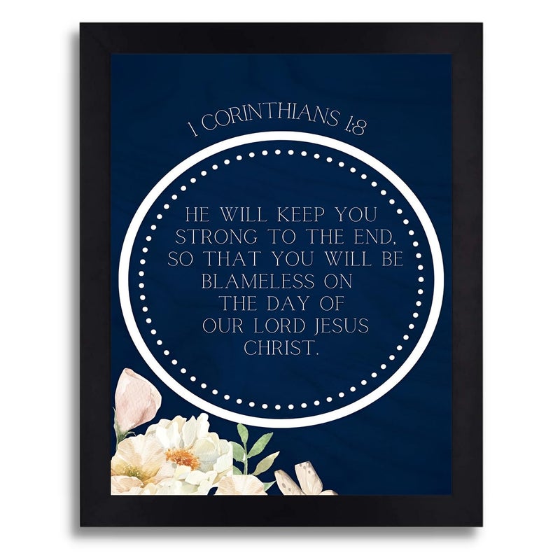 Interio Crafts Bible Verse Wall Frame 1 Corinthians 18 Jesus Wall Quotes He Will Keep You Strong Black Synthetic Wood - Image 1