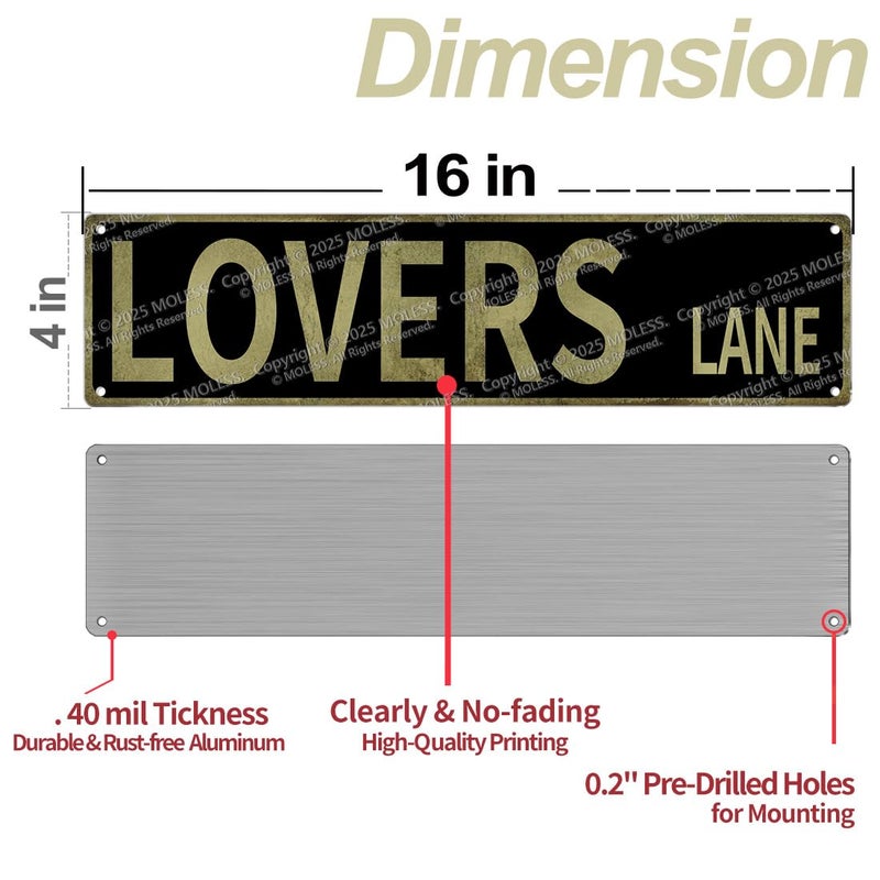 MOLESS â€œLovers Lane" Y2K Room Wall Decor Aesthetic â€“16x4â€³ Vintage Street Signs for Bedroom | Sassy Posters Decorations for Downtown Girl Room Girly Bedroom Teen College Dorm, 2368 - Image 3