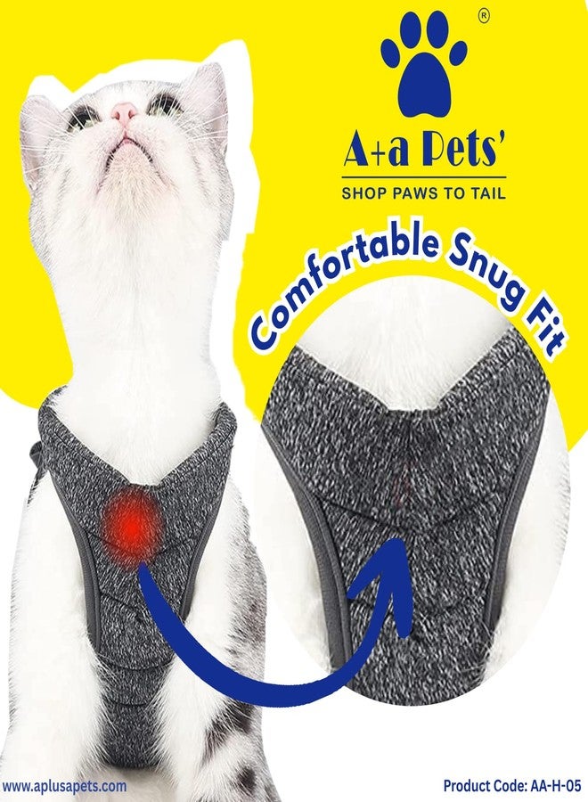 A+a Pets طقم سرج ومقود خفيف الوزن للقطط والكلاب من A+a Pets - مقاوم للهروب، قابل للتعديل، لا يسبب الشد، سترة مبطنة ناعمة للقطط الفارسية والقطط الصغيرة والكلاب الصغيرة (رمادي، متوسط) - Image 4