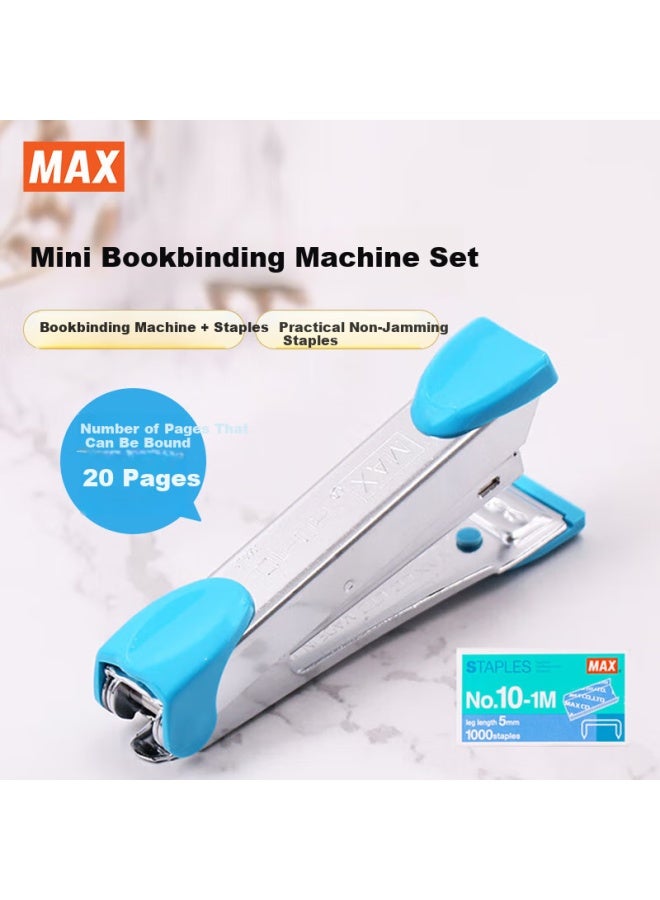 Max Meikesi Hd-10K Compact Low-Effort Stapler Set (Stapler + Staples) With Staple Remover, Student And Office Stapler For 2-20 Pages, Sky Blue - Image 1