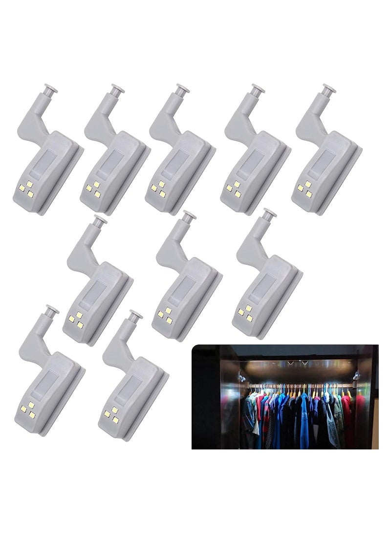 Cabinet Hinge LED Sensor Light, Universal Cupboard Cool White Lights Night Light for Living Room, Bedroom, Wardrobe (10Pcs - Include Battery) - Image 1