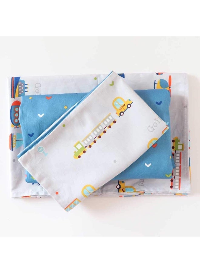 Emenpy 100% Cotton Crib Bedding Set for Baby Boys Girls, 3 Pcs Baby Bed Linen Include Duvet Cover, Fitted Sheet, Pillowcase, Nursery Decoration, No Filler (Navy) - Image 2