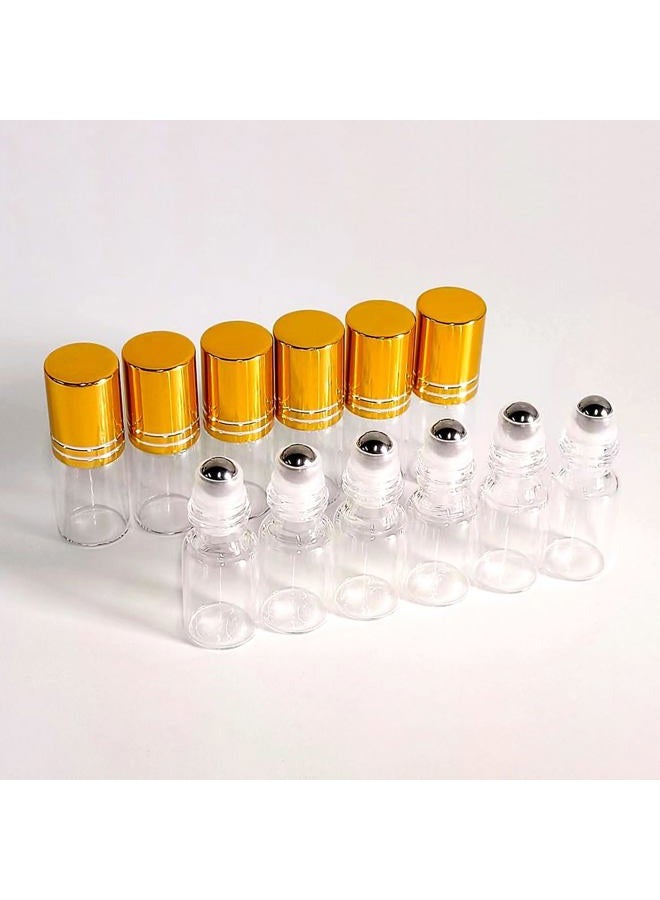 PYAWI 50 PCS Essential Oil Roller Bottles 3ml Clear Glass Roller Bottles with Stainless Steel Roller Ball,Gold Caps,for Travel Perfume Cosmetics Small Container(2 Funnels, 2 Dropper, 1 Opener) (3ml) - Image 5