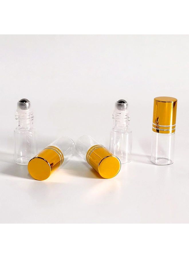 PYAWI 50 PCS Essential Oil Roller Bottles 3ml Clear Glass Roller Bottles with Stainless Steel Roller Ball,Gold Caps,for Travel Perfume Cosmetics Small Container(2 Funnels, 2 Dropper, 1 Opener) (3ml) - Image 4