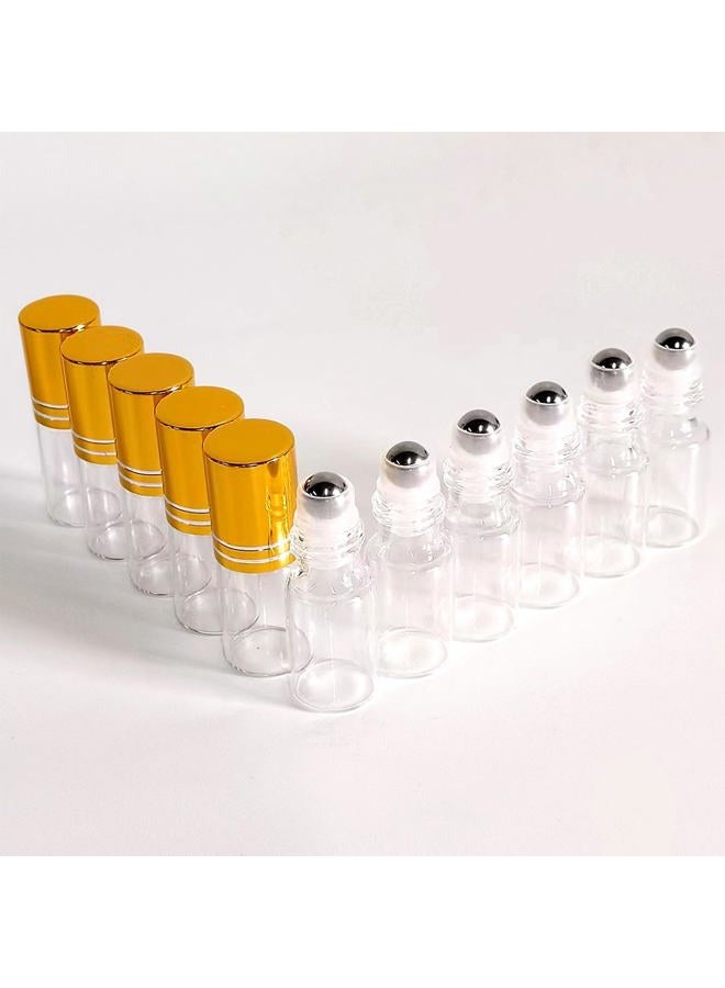 PYAWI 50 PCS Essential Oil Roller Bottles 3ml Clear Glass Roller Bottles with Stainless Steel Roller Ball,Gold Caps,for Travel Perfume Cosmetics Small Container(2 Funnels, 2 Dropper, 1 Opener) (3ml) - Image 3