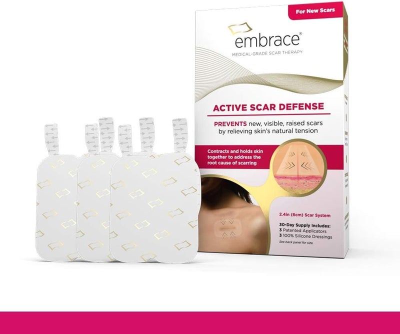 Embrace Active Scar Defense for New Scars, FDA-Cleared Silicone Scar Sheets, 2.4 Inch, Medium, 60 Day Supply (Recommended Treatment)