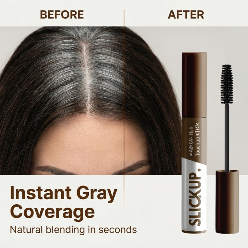 SLICKUP Hair Touch Up Stick Temporary Color, Gray Hair Coverage, Hair Colour Stick, White Hair Coverage, Hair Mascara, Beard & Root Touch Up (Brown) - Image 2